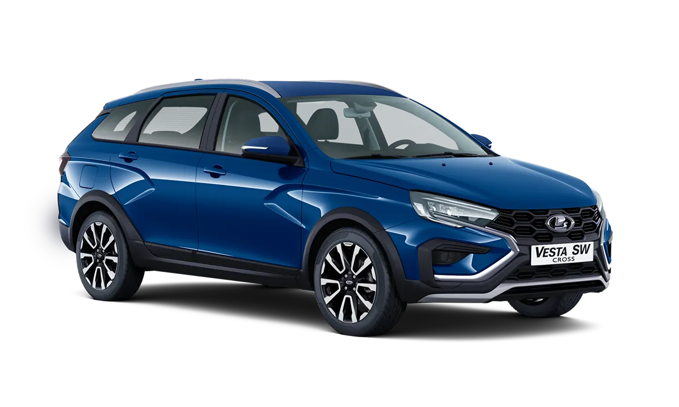 LADA Vesta SW Cross синий «Атлантика» — универсал-кросс вид 3/4 спереди